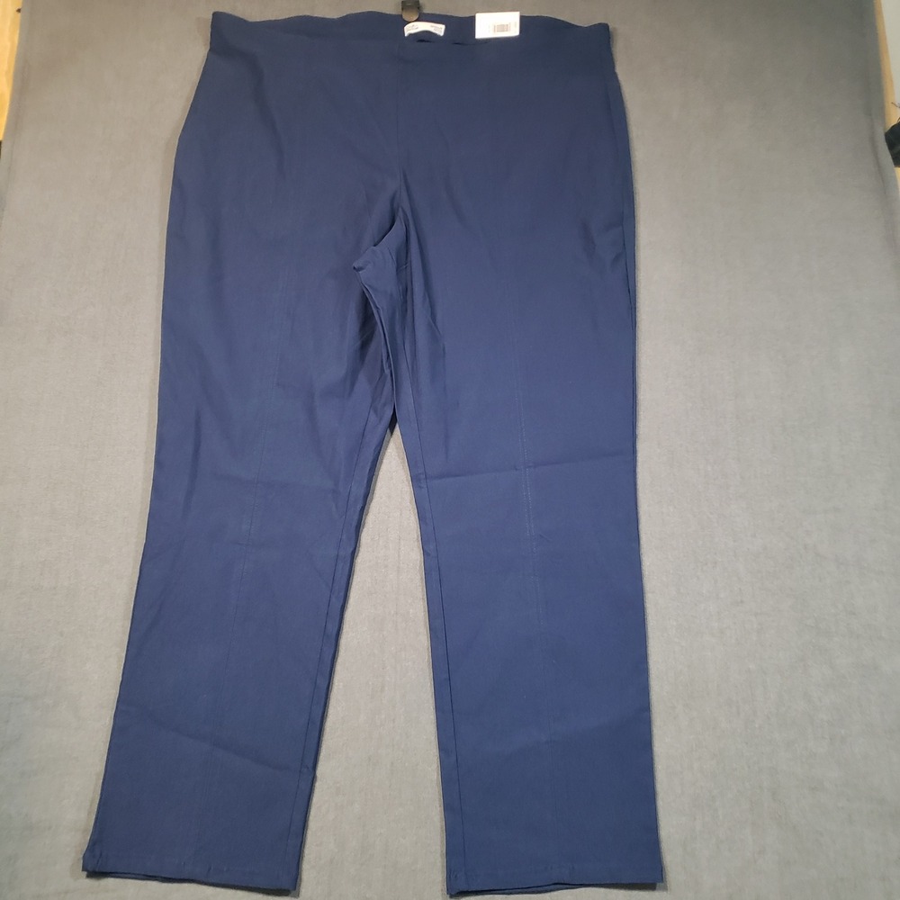 Croft & Barrow Straight Leg Pants Womens 22W Navy Mid-Rise Stretch Pull-On